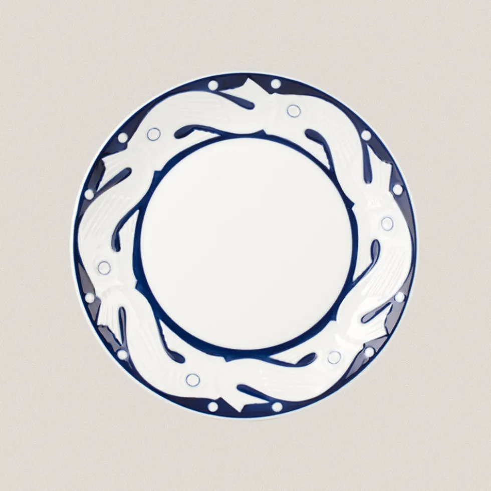 Plato Llano Peixes Azul