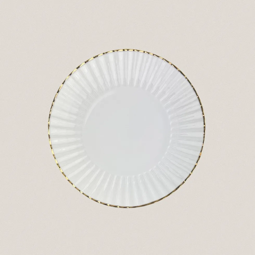 Plato Postre Cuncha Filo Oro