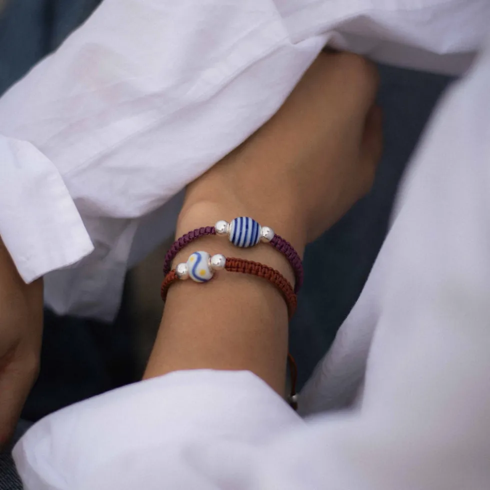 Pulsera Rodas Cordón Burdeos Cuarzo