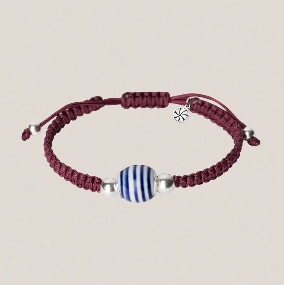 Pulsera Rodas Cordón Burdeos Cuarzo